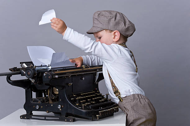 Child Stock Photo - Download Image Now - Typewriter, Child, Baby