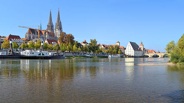 istock View from Danube on Regensburg Cathedral and Stone Bridge, Germany 522543043