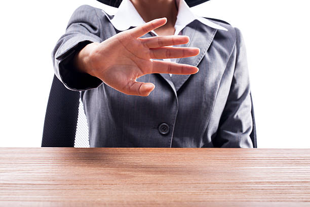istock Businesswoman Showing Stop Hand Sign 522543067