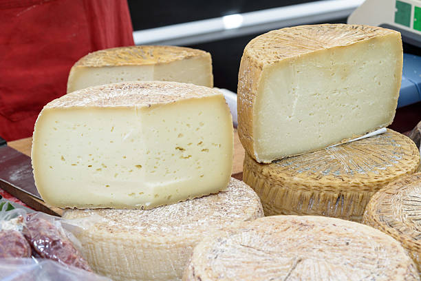 Pecorino cheese of Sardinia stock photo