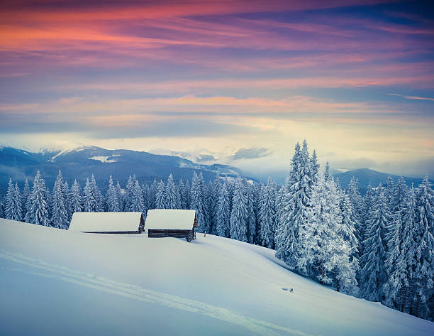 istock Colorful winter morning in the Carpathian mountains. 522544663