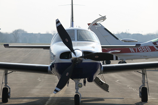 juazeiro, bahia, brazil - april 4, 2023: view of Embraer EMB-110 Bandeirante aircraft from Abaeta Taxi Aereo.