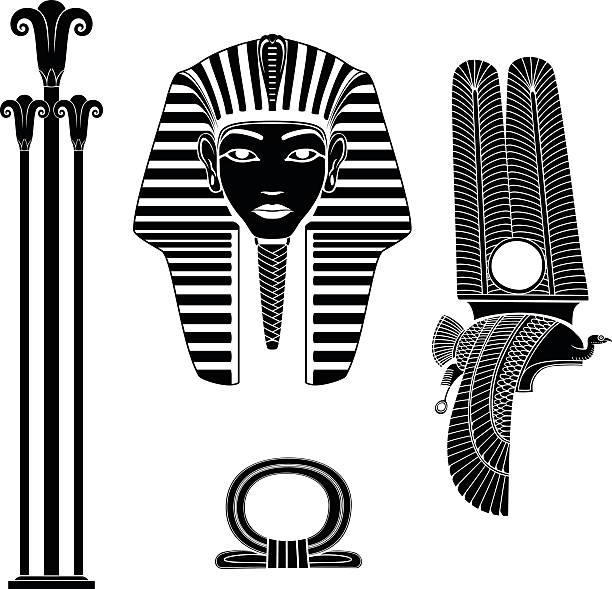 satz von ägyptische antike symbol - seth stock-grafiken, -clipart, -cartoons und -symbole