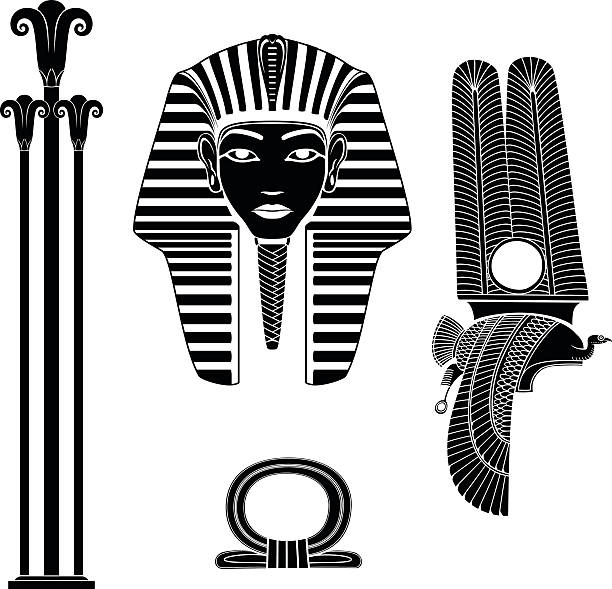 ilustraciones, imágenes clip art, dibujos animados e iconos de stock de conjunto de símbolo egipcio antiguo - hieroglyphics egypt egyptian culture nefertiti