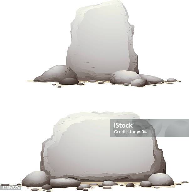 Stone Banners Stock Illustration - Download Image Now - Cartoon, Tombstone, Boulder - Rock