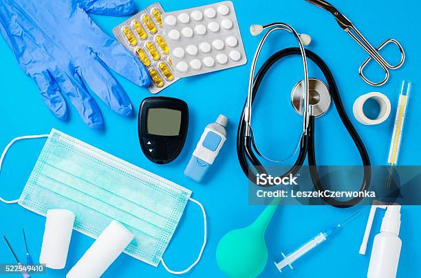 Medical Equipment Background Stock Photo - Download Image Now - Backgrounds, Diabetes, First Aid Kit