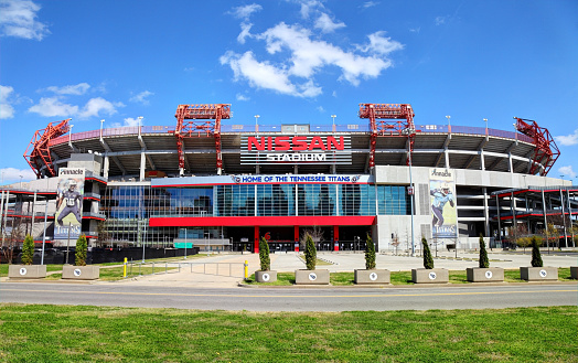 Nashville, Tennessee, USA - March 23, 2016: Exterior view of Nissan Stadium the home venue for the Tennessee Titans NFL team.