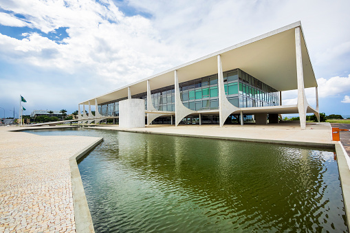 Brasilia, Brazil - November 18, 2015: Planalto Palace, the official workplace of the President of Brazil, located in the national capital of Brasilia.