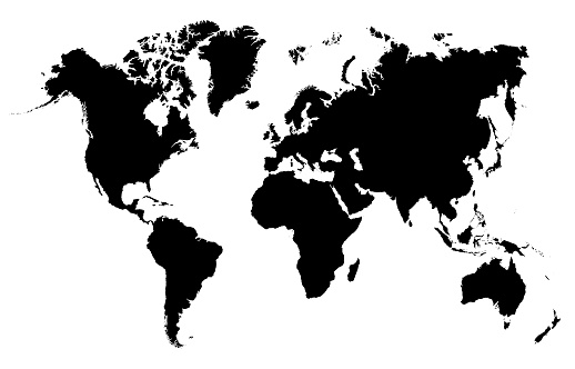 world map white background.