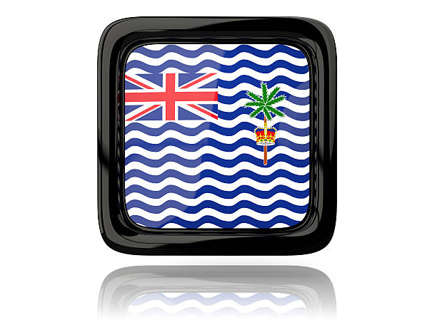 Square icon with flag of british indian ocean territory. 3D illustration
