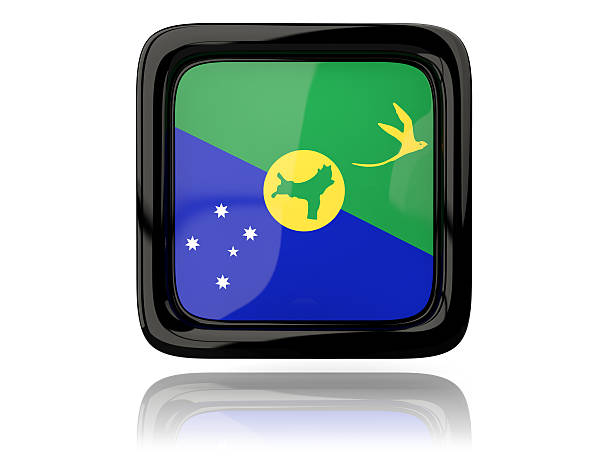 Square icon with flag of christmas island. 3D illustration