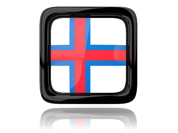 Square icon with flag of faroe islands. 3D illustration