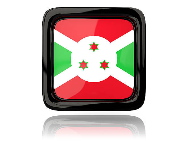 Square icon with flag of burundi. 3D illustration