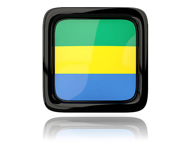 Square icon with flag of gabon. 3D illustration
