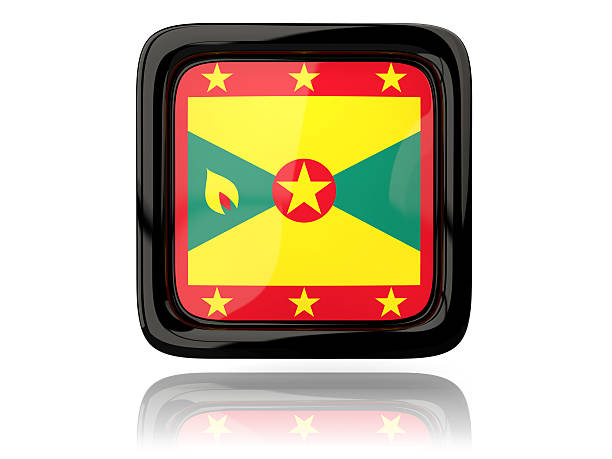 Square icon with flag of grenada. 3D illustration
