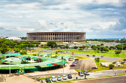 Brasilia, Brazil - November 17, 2015: Famous Mane Garrincha stadium in Brasilia, capital of Brazil.