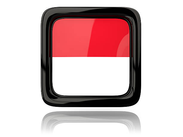 Square icon with flag of indonesia. 3D illustration