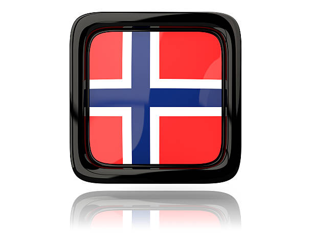 Square icon with flag of norway. 3D illustration
