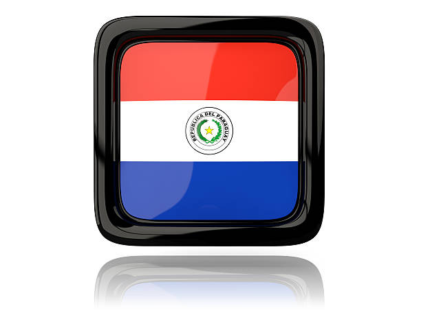 Square icon with flag of paraguay. 3D illustration