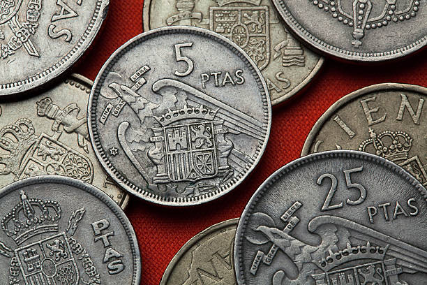 istock Coins of Spain. Spanish state emblem under Franco 522559808