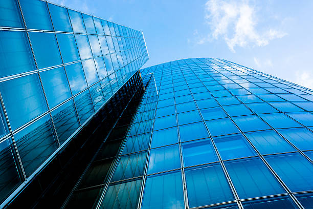 istock Blue skyscraper facade. office buildings. modern glass silhouett 522559824