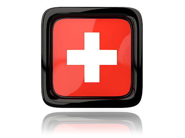 kwadrat ikony z flaga szwajcarii - switzerland flag computer graphic digitally generated image zdjęcia i obrazy z banku zdjęć