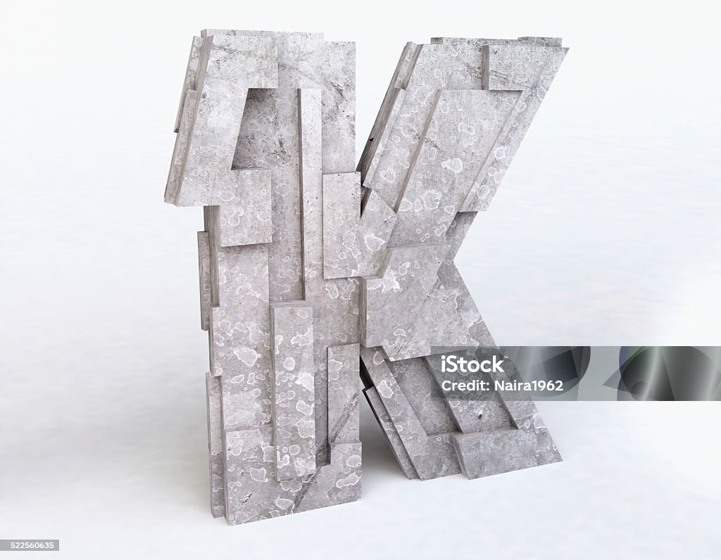 Stone Letter K Three dimensional illustration of the capital letter K made of stone Alphabet Stock Photo