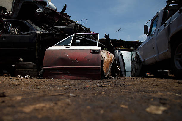 Cars destroyed in junkyard