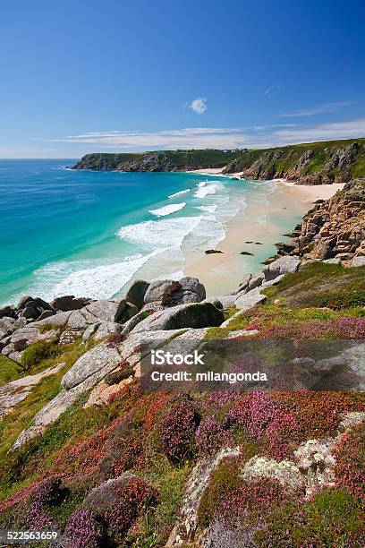 Porthcurno Cornwall Uk Stock Photo - Download Image Now - Beach, Cliff, England