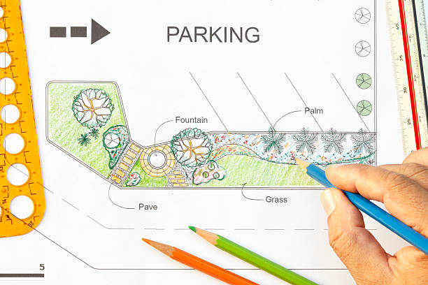 istock Garden design for parking lot 522564911