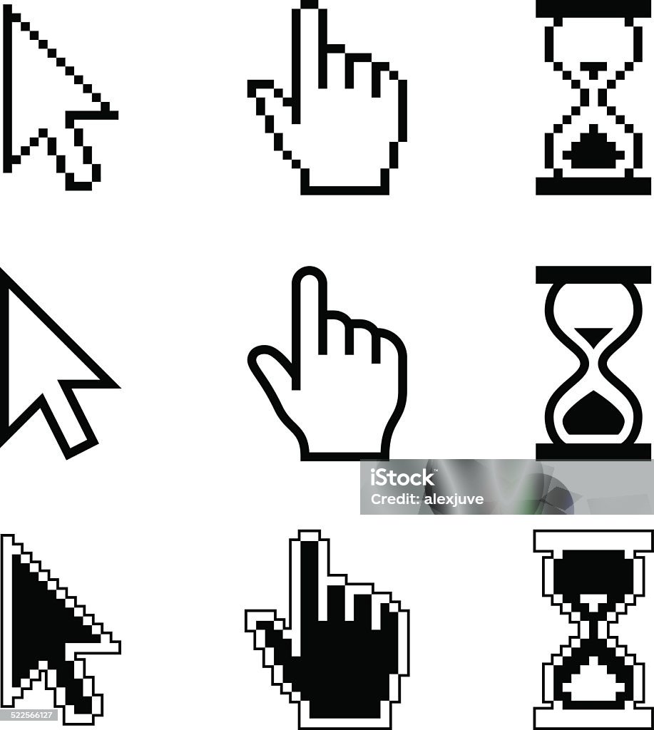 Pixel cursors icons-Maus-cursor hand pointer Eieruhr - Lizenzfrei Computermaus Vektorgrafik