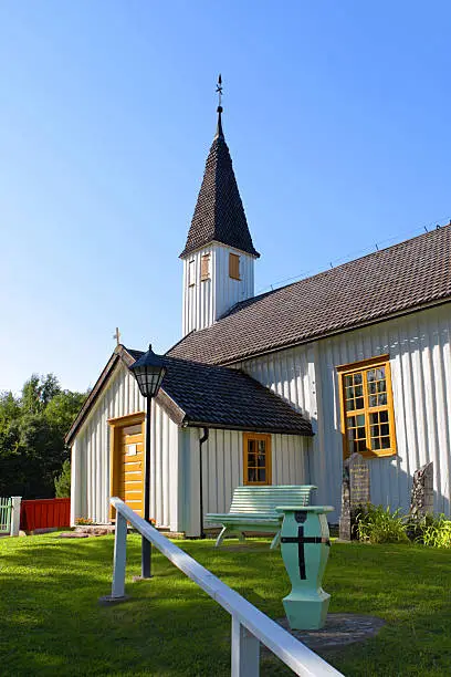 Wooden St.Andrew`s Church in Lumparland, Aland Islands, Finland.