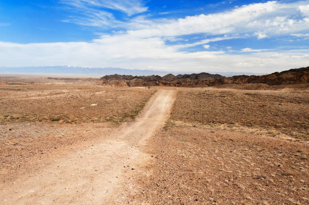 istock Road through the desert to Charyn canyon 522582311