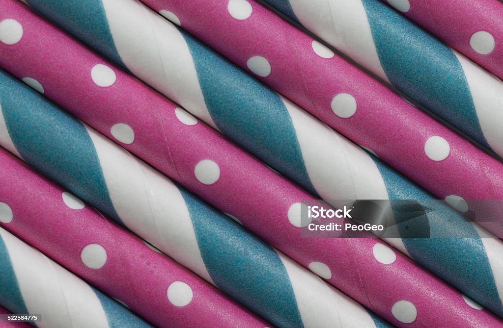 Pink dot and blue paper straw background Pink dot and blue paper straw  closeup background texture Abstract Stock Photo