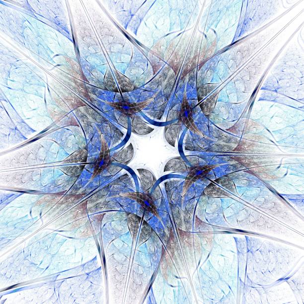 istock Symmetrical blue fractal flower, digital logarithm 522600713