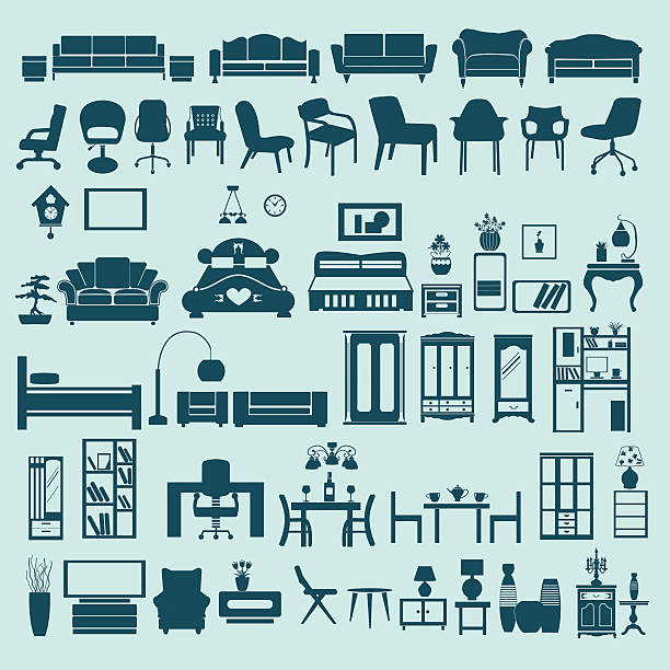 icons set interior collection-silhouettes vector art illustration