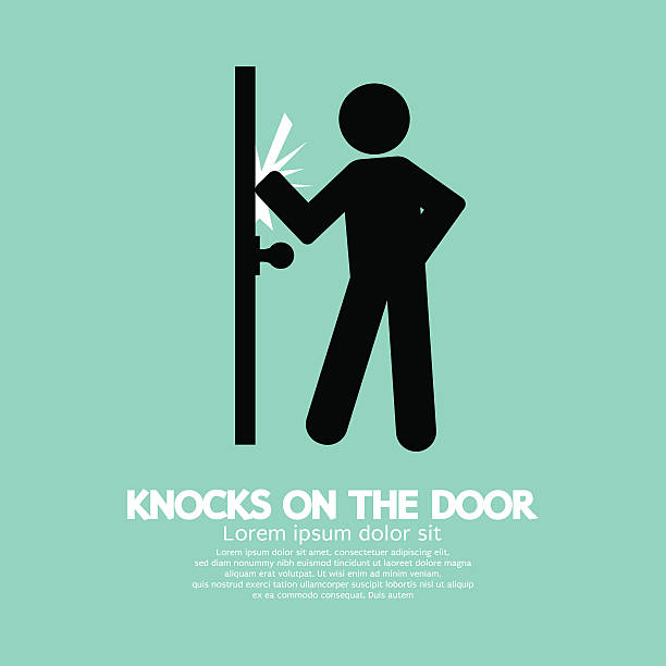Graphic Of Single Man Knocks on The Door Graphic Of Single Man Knocks on The Door Vector Illustration knocking on door stock illustrations