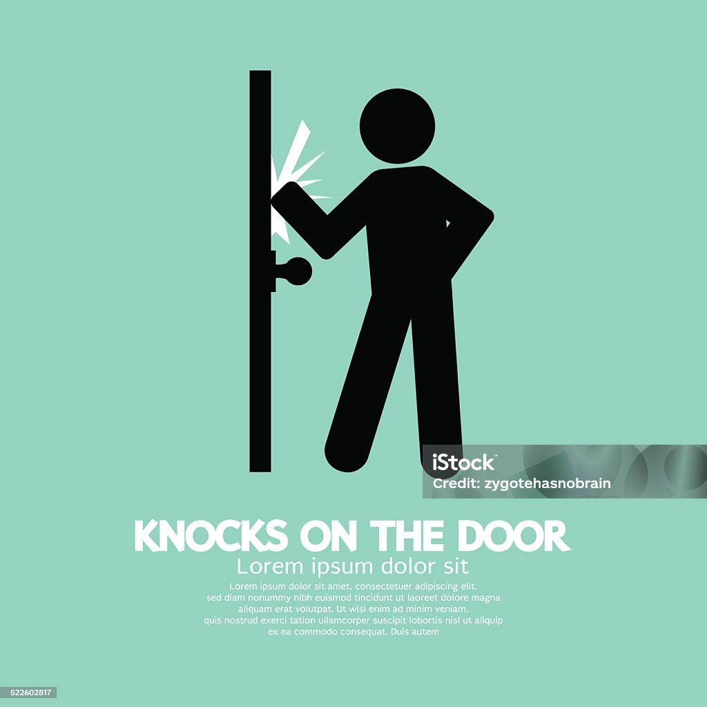 Graphic Of Single Man Knocks on The Door - 免版稅敲門圖庫向量圖形