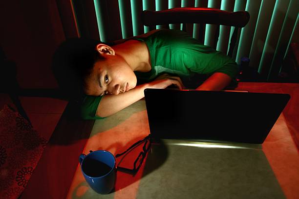 istock Young Teen resting in front of a laptop computer 522603711