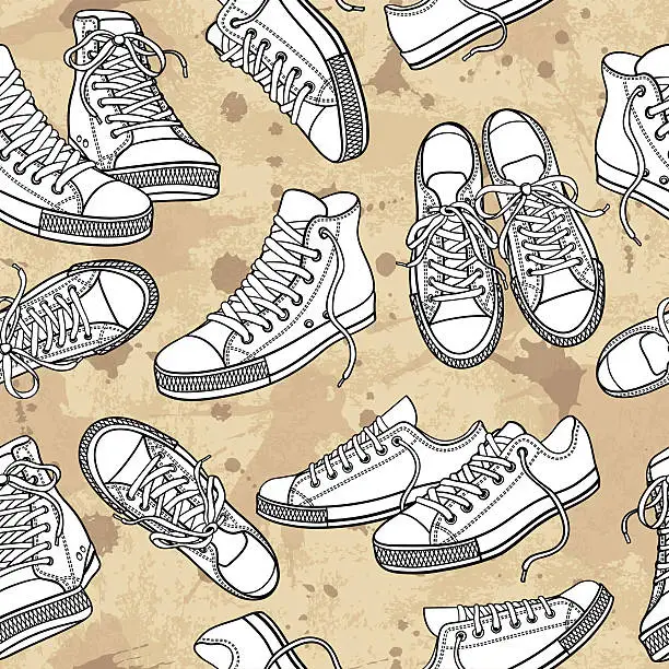 Vector illustration of Vector seamless pattern with sneakers