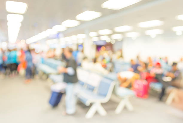 istock Blurred waiting chairs zone in airport,use as background 522604927