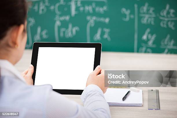 Person With Digital Tablet And Student Accessories Stock Photo - Download Image Now - Adult, Adults Only, Close-up