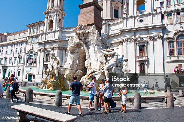 Fountain Of The Four Rivers On Piazza Navona Rome Italy Stock Photo - Download Image Now