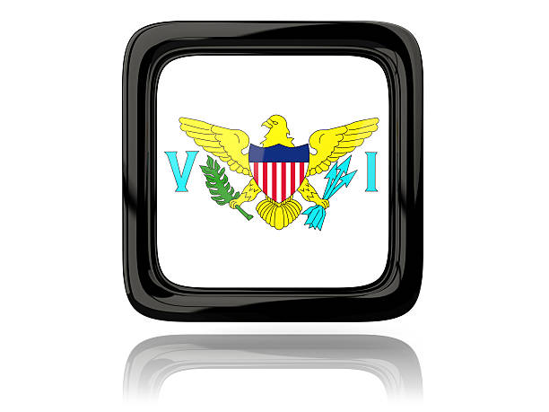 Square icon with flag of virgin islands us. 3D illustration