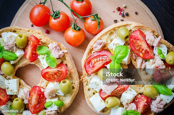 Classical Frisella Tomato Stock Photo - Download Image Now - Appetizer, Barley, Basil