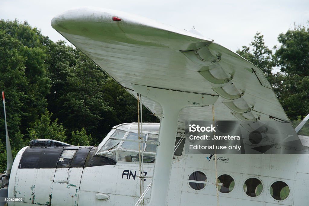 Classic Russian Antonov An-2 Colt - side view Lelystad, Flevoland, The Netherlands - June 21, 2014: Antonov An-2T  Colt , on display at National Aviation Theme Park aviation museum Aviodrome Lelystad Airport. Aerospace Industry Stock Photo