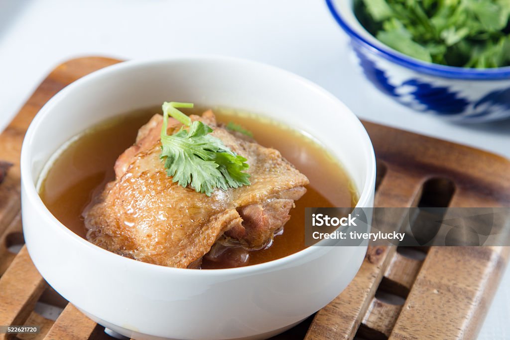 chicken soup chicken soup with Chinese herbs Boiled Stock Photo