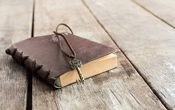 istock vintage key heart shape and old notebook  grungy old desk 522622350