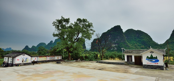 Yangshuo, China - April 17, 2016: Natural village committee in the Peak forest karst.