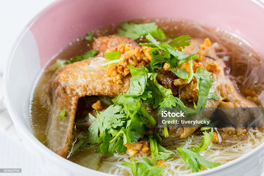 Chicken Noodle Soup thai cuisine, Chicken Noodle Soup in a bowl Soup Stock Photo